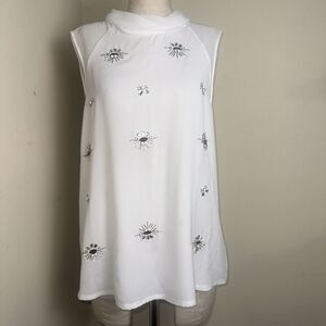 Robert Rodriguez Sleeveless Beaded Sheer Blouse Evening Wear Sz Medium EUC